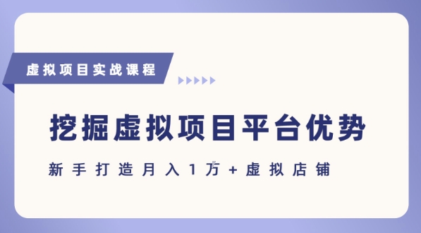 抓住虚拟项目各平台优势，新手轻松月入1W+(给出具体建议)-木石资源网