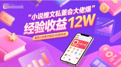 小说推文私董会大佬爆单经验分享收益12W，番茄小说每天稳定4位数收益-木石资源网