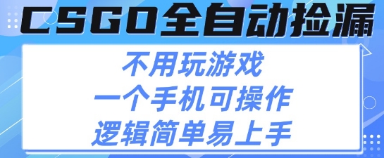 CSGO自动捡漏项目，最新独家玩法，不用挂G不用玩游戏，一个手机即可操作，新手小白轻松月入1W+【揭秘】-木石资源网