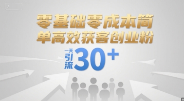 零基础零成本简单高效获客创业粉，一天引流30+-木石资源网