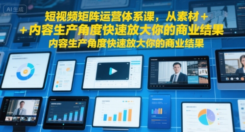 短视频矩阵运营体系课，从素材+内容生产角度快速放大你的商业结果-木石资源网