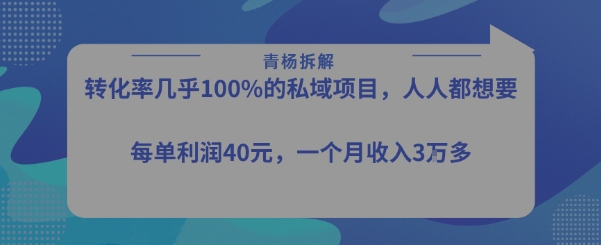 转化率最高的私域项目，每单利润40-50米，月入过1w-木石资源网