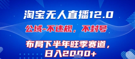 淘宝无人直播12.0，不封号，不违规，布局下半年旺季赛道，日入1k+(独家技术)【揭秘】-木石资源网