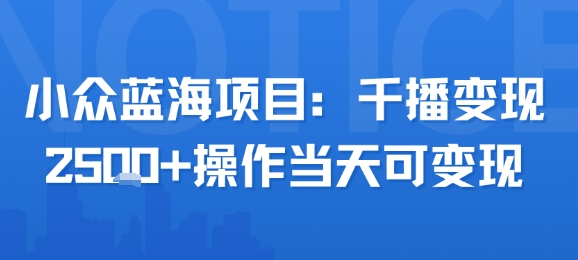 小众蓝海项目，千播变现2.5k+操作当天可变现-木石资源网