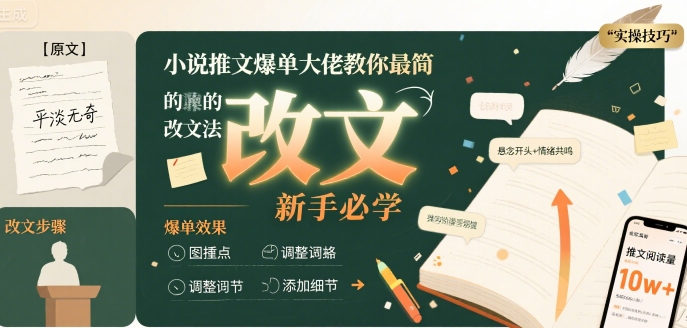 小说推文爆单大佬教你最简单的改文方法实操课，新手必学-木石资源网