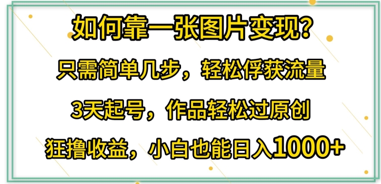 如何靠一张图片变现?只需简单几步，轻松俘获流量，3天起号，作品轻松过原创【揭秘】-木石资源网