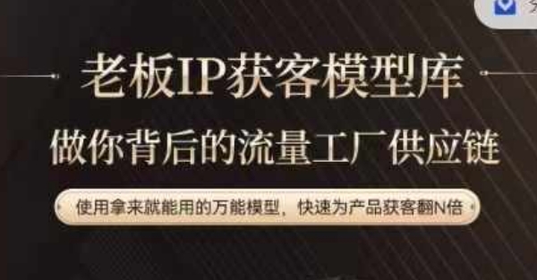 老板IP流量供应链，动作越少，账号越好，使用拿来就能用的万能模型，快速为产品获客翻N倍-木石资源网