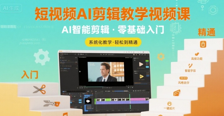 短视频AI剪辑教学视频课，入门到精通-木石资源网