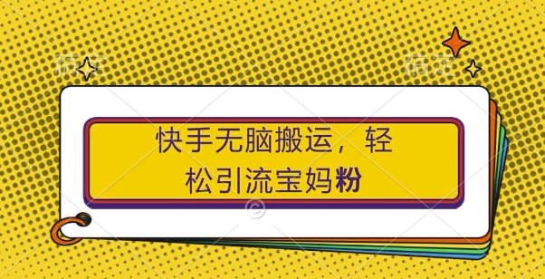 快手无脑搬运，轻松引流宝妈粉，纯小白轻松上手【揭秘】-木石资源网