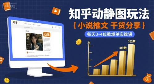 小说推文干货分享之知乎动静图玩法，每天3-4位数爆单实操课-木石资源网