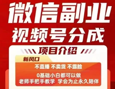 微信副业视频号分成，不直播 不卖货 不露脸，三五分钟即可完成一条作，每日收益几十、几张不等-木石资源网