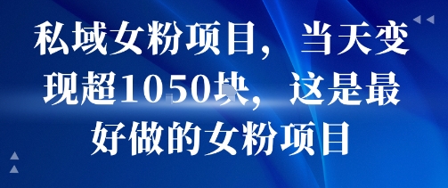 私域女粉项目，当天变现超1k，这是最好做的女粉项目，可放大操作-木石资源网