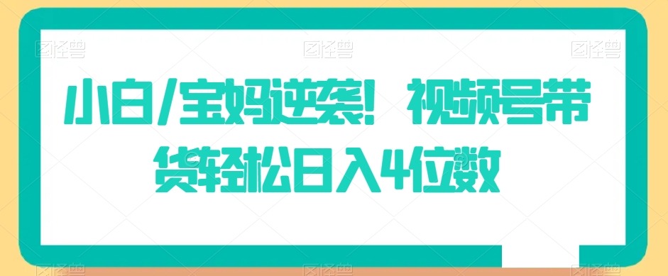小白/宝妈逆袭！视频号带货轻松日入4位数【揭秘】-木石资源网