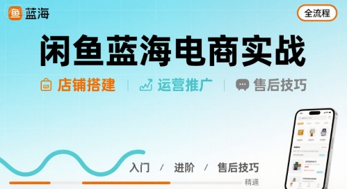 闲鱼蓝海电商实战，店铺搭建运营售后全流程-木石资源网