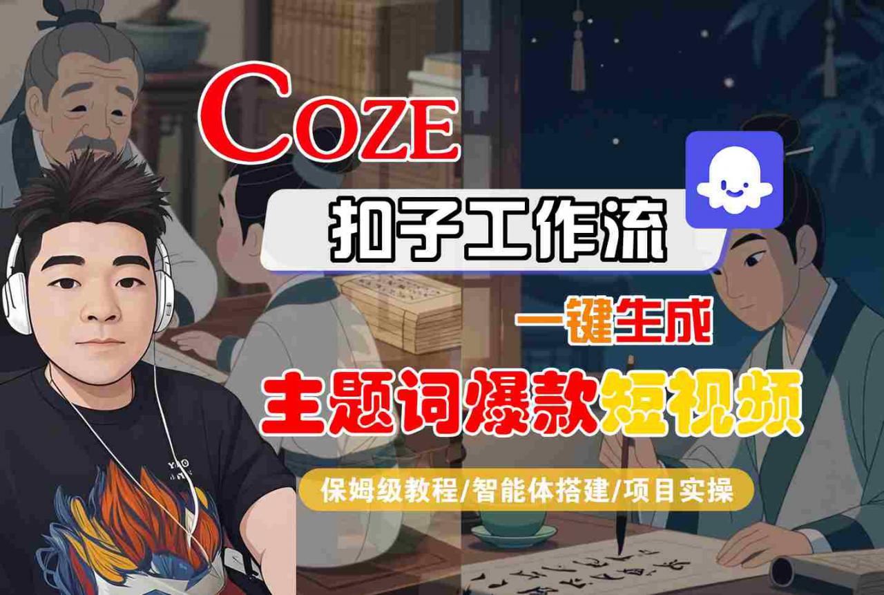 COZE扣子工作流一键生成主题词爆款短视频，保姆级教程-智能体搭建-项目实操-木石资源网