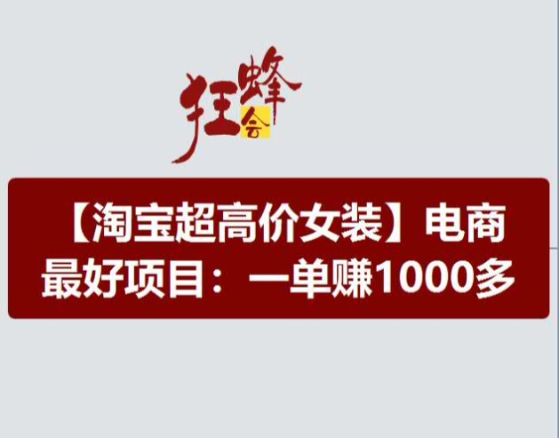淘宝超高价女装项目，电商最好赛道，一单赚1000多-木石资源网