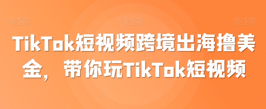 TikTok短视频跨境出海撸美金，带你玩TikTok短视频-木石资源网