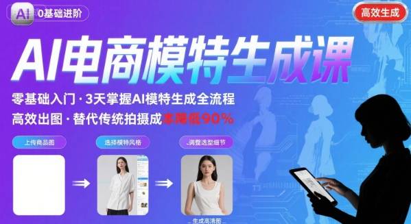 AI模特进阶课程，0基础高效生成逼真电商模特图-木石资源网