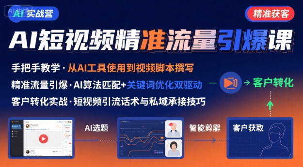 AI+短视频引爆精准客户实战营，手把手教你引爆Ai短视频精准流量-木石资源网