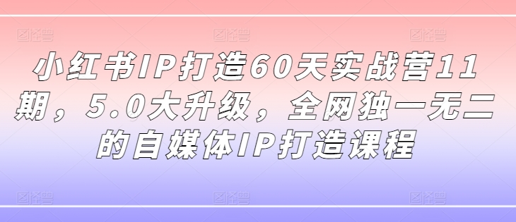 小红书IP打造60天实战营11期，5.0大升级，全网独一无二的自媒体IP打造课程-木石资源网