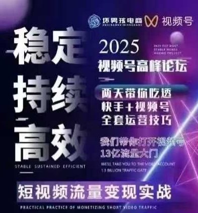 坏男孩电商视频号7月1号线下课，视频号短引、精细化模型打法，三频共振，无人，快手全站精细化运营-木石资源网