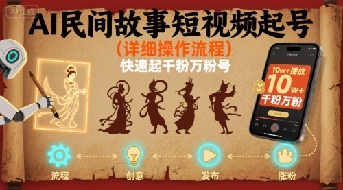 AI民间故事短视频起号，详细操作流程，快速起千粉万粉号-木石资源网