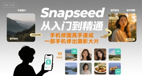 Snapseed从入门到精通，手机修图高手速成，一部手机就能修出摄影大片-木石资源网