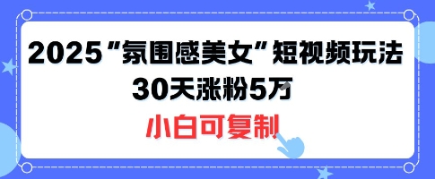 不露脸也能火！2025“氛围感美女”短视频玩法，30天涨粉5W小白可复制-木石资源网
