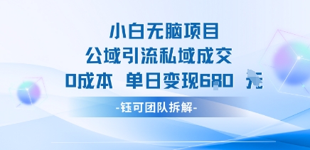 小白无脑项目公域引流私域成交0成本单日变现680米-木石资源网
