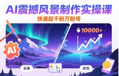 AI震撼风景制作实操课，快速起千粉万粉号-木石资源网