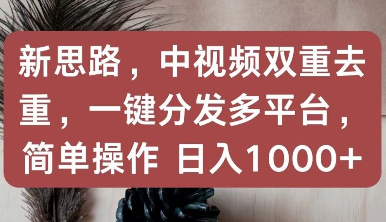 新思路，中视频双重去重，一键分发多平台，简单操作，日入1000+【揭秘】-木石资源网