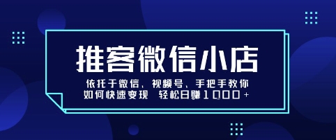 推客微信小店依托于微信、视频号，手把手教你如何快速变现 轻松日入1k+【揭秘】-木石资源网