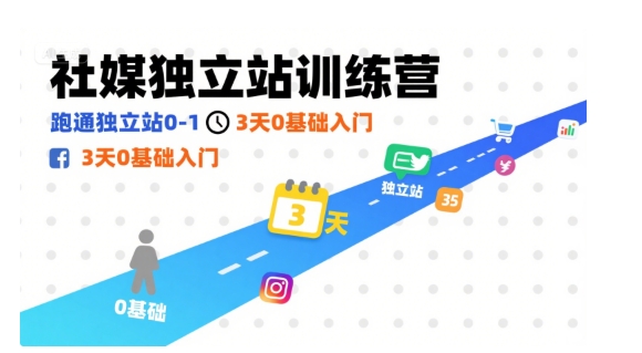 社媒独立站训练营，跑通独立站0-1，3天0基础入门-木石资源网