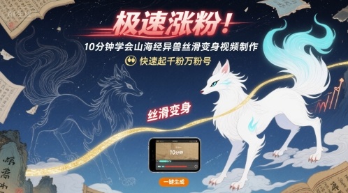 极速涨粉！10分钟学会山海经异兽丝滑变身视频制作，快速起千粉万粉号-木石资源网