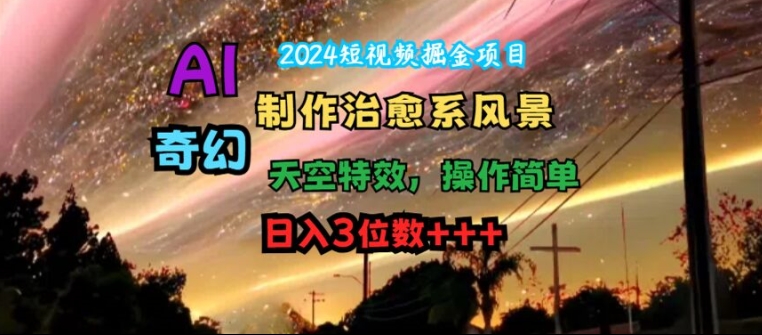2024短视频掘金项目，AI制作治愈系风景，奇幻天空特效，操作简单，日入3位数【揭秘】-木石资源网