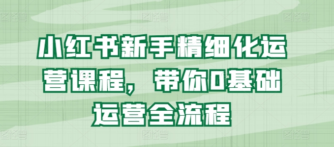小红书新手精细化运营课程，带你0基础运营全流程-木石资源网