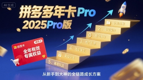 拼多多年卡2025Pro版，五大板块从认知到基础、从推广到活动、从活动到玩法-木石资源网