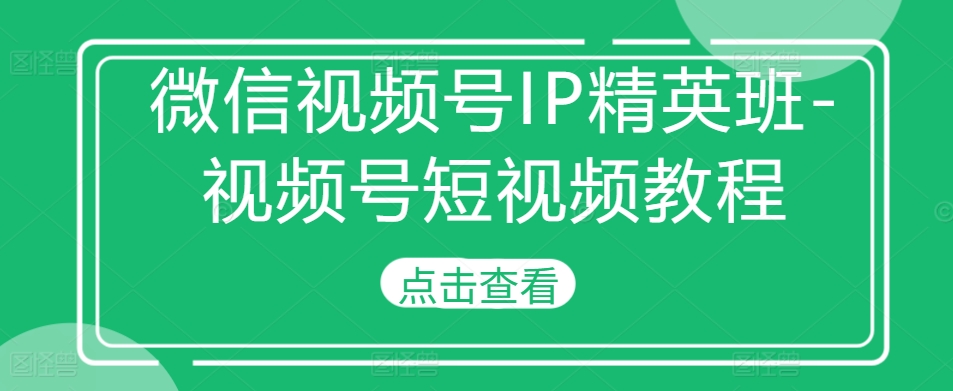 微信视频号IP精英班-视频号短视频教程-木石资源网
