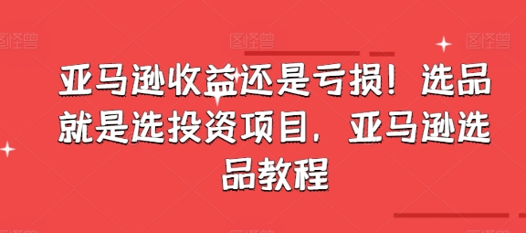 亚马逊收益还是亏损！选品就是选投资项目，亚马逊选品教程-木石资源网