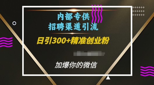 内部招聘渠道日引流300+创业粉，加爆你的微信【揭秘】-木石资源网