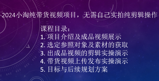 2024小淘纯带货视频项目，无需自己实拍纯剪辑操作-木石资源网
