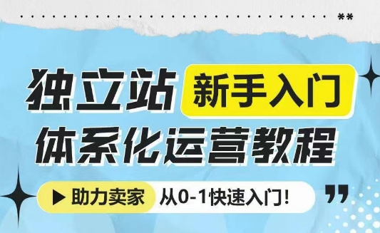 独立站新手入门体系化运营教程，助力独立站卖家从0-1快速入门!-木石资源网