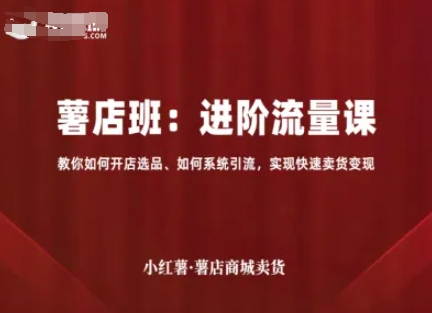 小红薯薯店商城卖货，进阶流量课，教你如何开店选品、如何系统引流，实现快速卖货变现-木石资源网