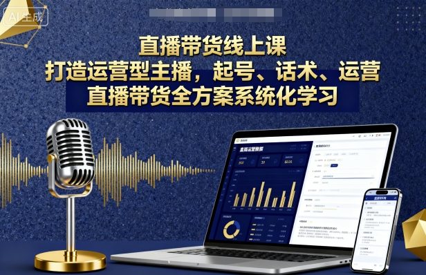 直播带货线上课，打造运营型主播，起号、话术、运营，直播带货全方案系统化学习-木石资源网