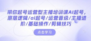 带你起号运营型主播培训课AI起号，底层逻辑/ai起号/运营晋级/主播进阶/基础操作/剪辑技巧-木石资源网