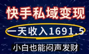 一天收入1691.5,快手私域变现,小白也能闷声发财-木石资源网