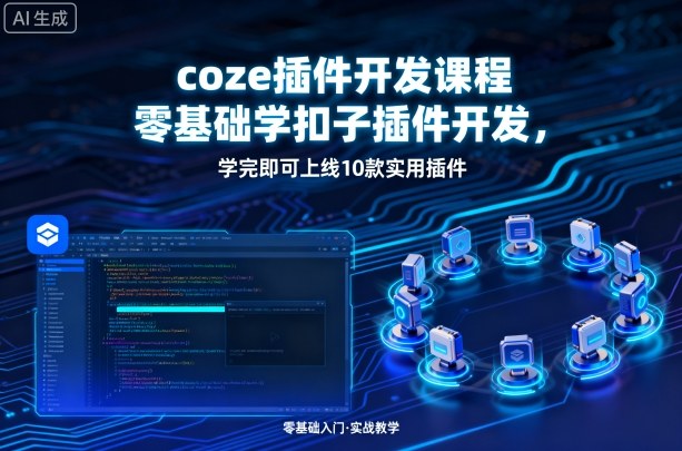 coze插件开发课程，零基础学扣子插件开发，学完即可上线10款实用插件-木石资源网