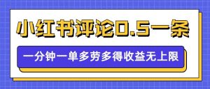 小红书留言评论,0.5元1条,一分钟一单,多劳多得,收益无上限-木石资源网