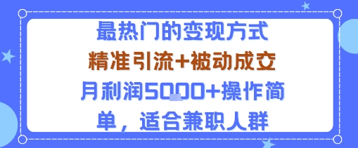 小众赛道玩法：当下最热门的变现方式，精准引流+被动成交月利润5k+操作简单，适合兼职人群-木石资源网
