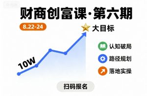 财商创富课第六期8月22-24号，如何从10W起步，一步步实现大目标-木石资源网